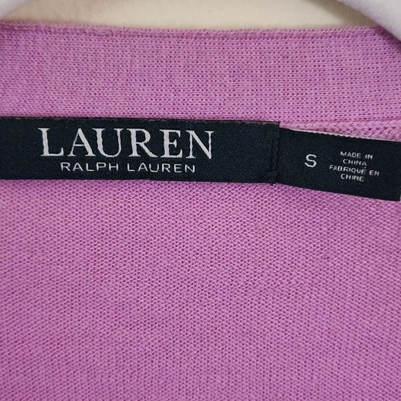 Lauren Ralph Lauren Lavender Long Line Lightweight Cardigan Sweater Size S - Picture 4 of 5